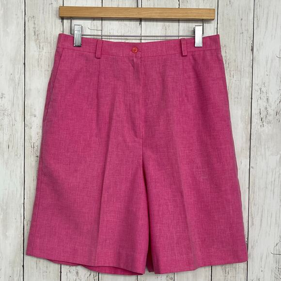 Vintage David Smith Pink Super High Rise Preppy Basic Bright Casual 8" Shorts 8 - Picture 1 of 11